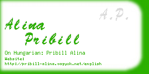 alina pribill business card